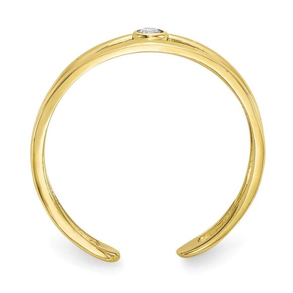 Split Shank Cubic Zirconia Toe Ring in 10K Yellow Gold - Picture 2 of 5